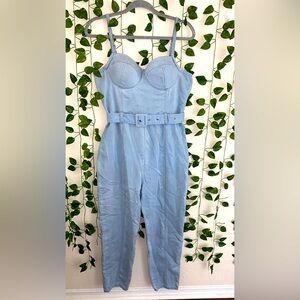 Light Blue Denim Jumpsuit with Belt